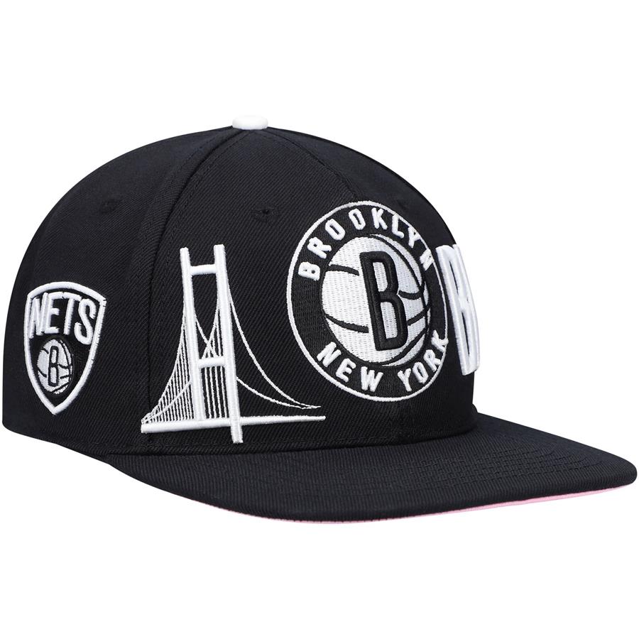 Brooklyn Nets Pro Standard Double Logo Snapback Hat - Black