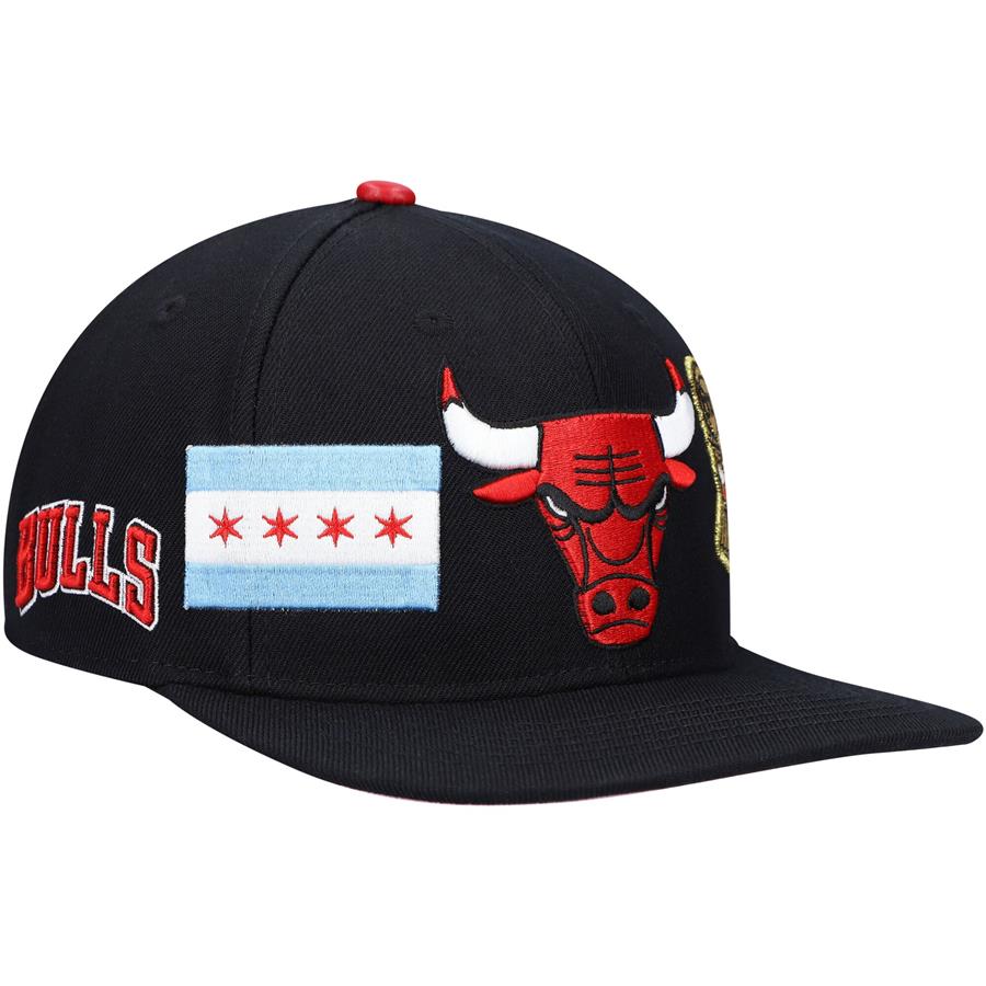 Chicago Bulls Pro Standard Double Logo Snapback Hat - Black