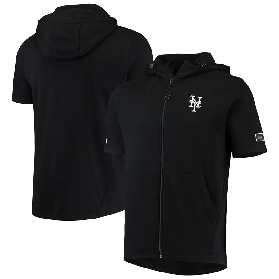 New York Mets Levelwear Recruit Short Sleeve Full-Zip Hoodie Jacket - Black