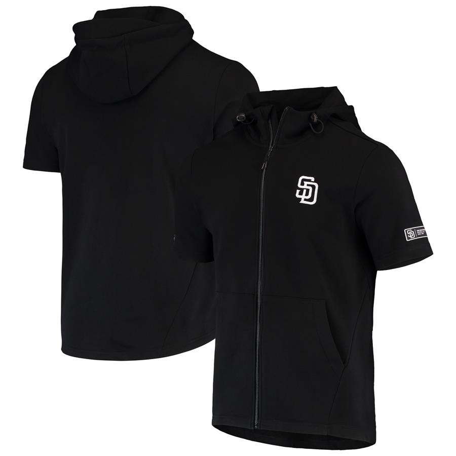 San Diego Padres Levelwear Recruit Short Sleeve Full-Zip Hoodie Jacket - Black
