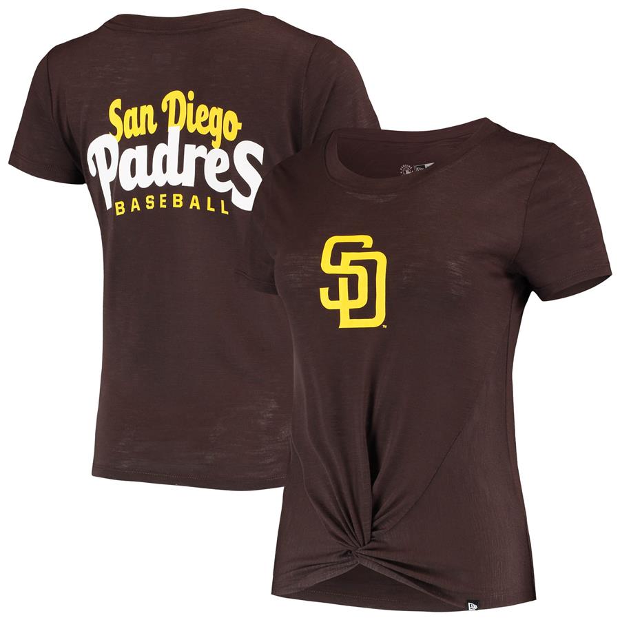 San Diego Padres New Era Women's 2-Hit Front Twist Burnout T-Shirt - Brown