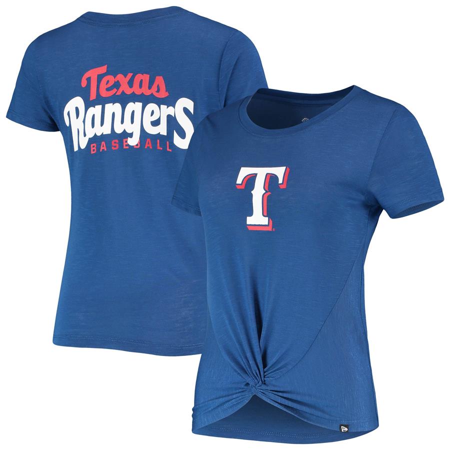 Texas Rangers New Era Women's 2-Hit Front Twist Burnout T-Shirt - Royal