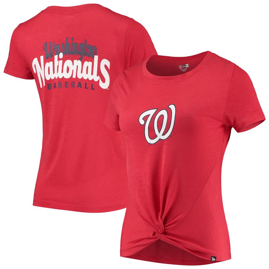 Washington Nationals New Era Women's 2-Hit Front Twist Burnout T-Shirt - Red