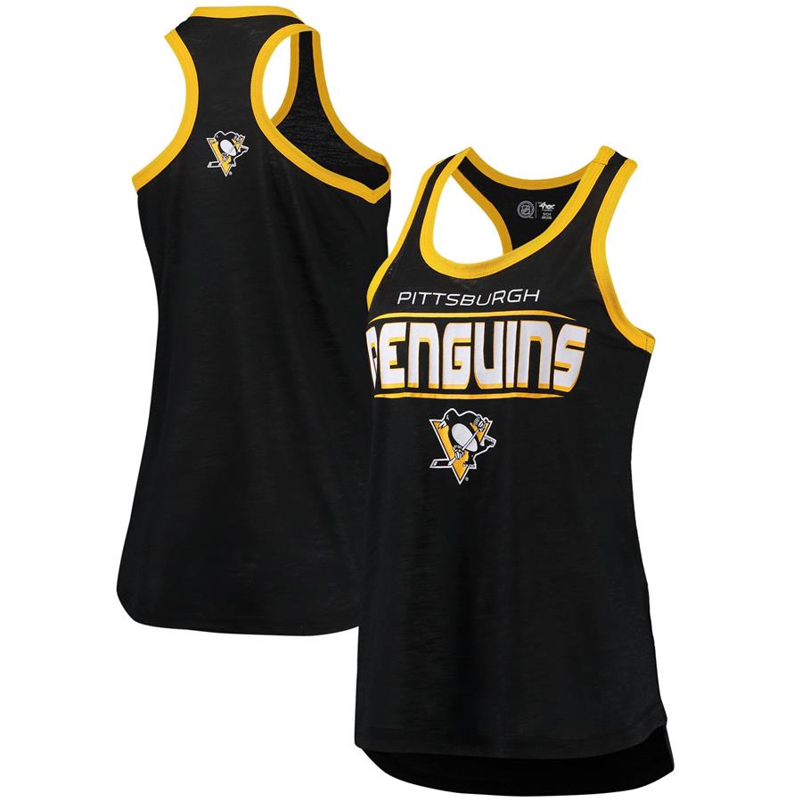 Pittsburgh Penguins G-III Sports by Carl Banks Women's Showdown Slub Racerback Tank Top - Black