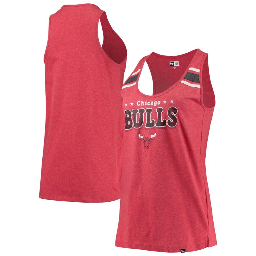 Chicago Bulls New Era Women's Scoop-Neck Racerback Tank Top - Heathered Red