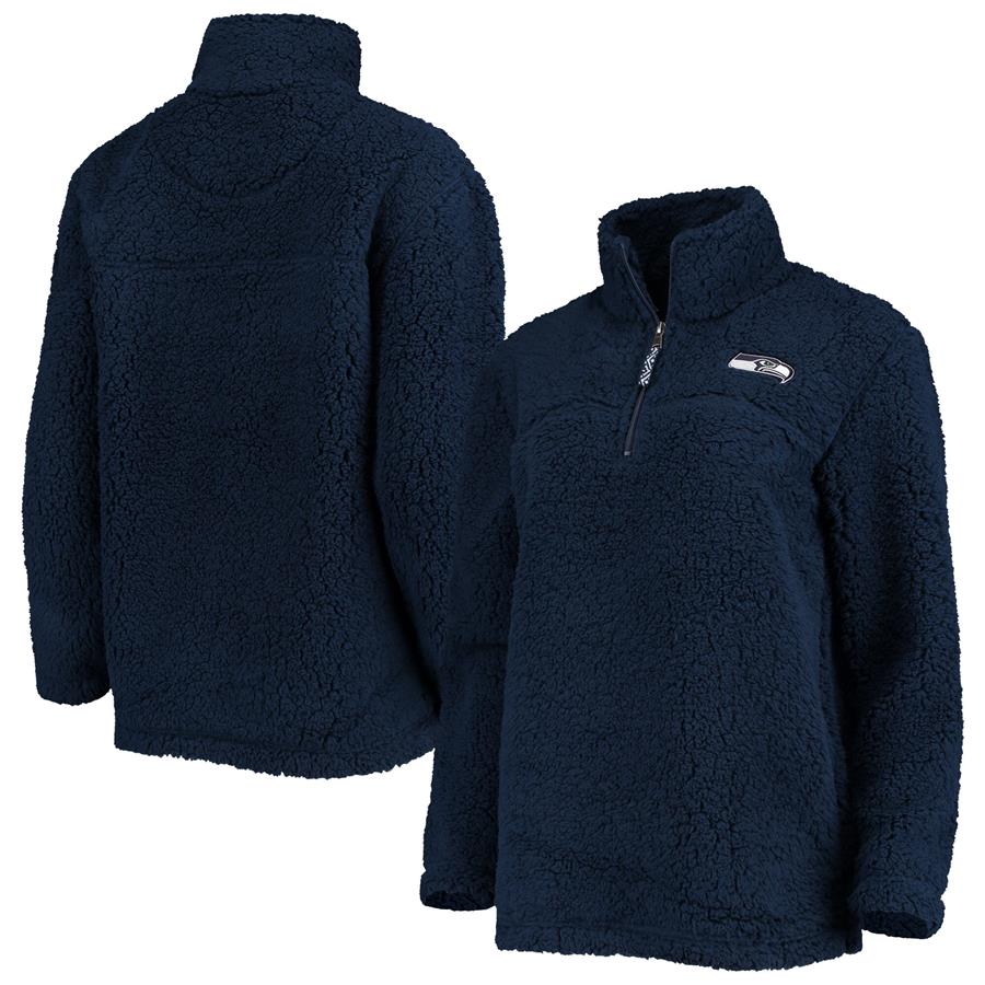 Seattle Seahawks G-III 4Her by Carl Banks Women's Sherpa Quarter-Zip Jacket - College Navy