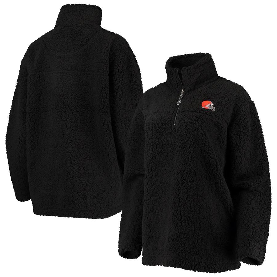 Cleveland Browns G-III 4Her by Carl Banks Women's Sherpa Quarter-Zip Jacket - Black