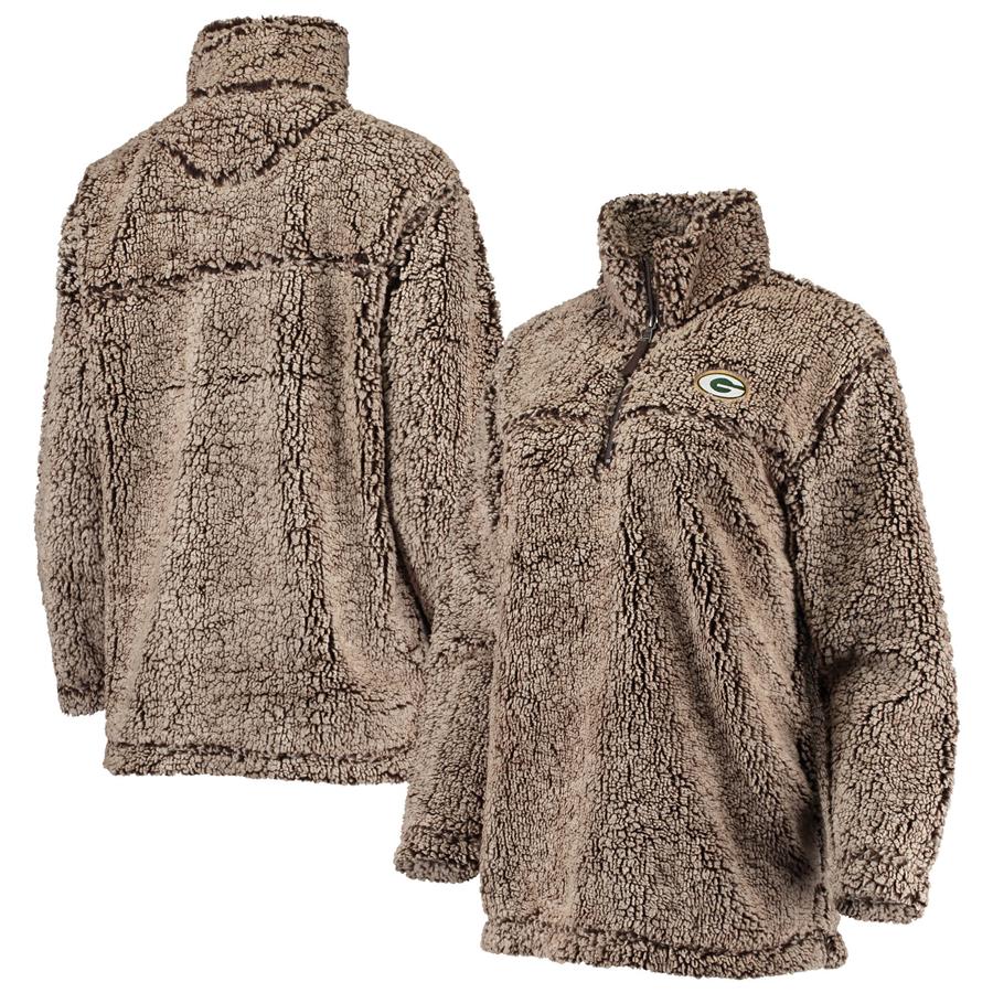 Green Bay Packers G-III 4Her by Carl Banks Women's Sherpa Quarter-Zip Jacket - Tan