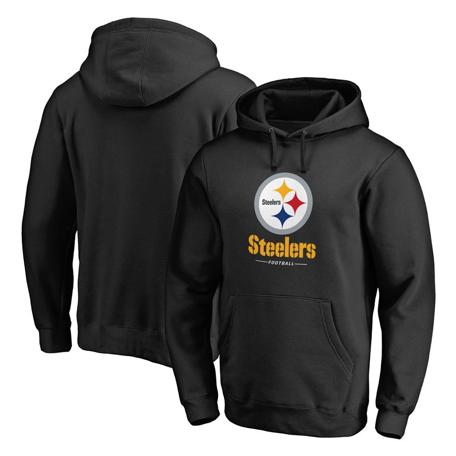 Pittsburgh Steelers Fanatics Branded Team Logo Lockup Pullover Hoodie - Black