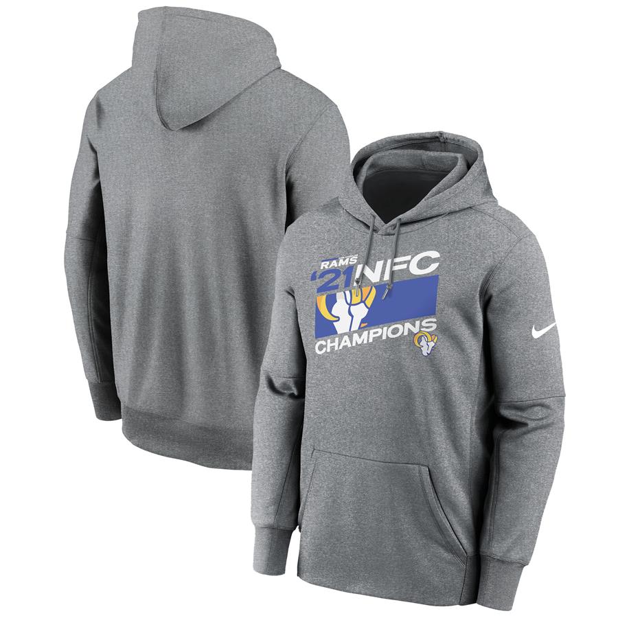 Los Angeles Rams Nike 2021 NFC Champions Iconic Pullover Hoodie - Heathered Charcoal