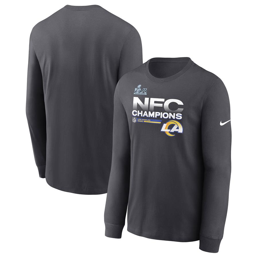 Los Angeles Rams Nike 2021 NFC Champions Locker Room Trophy Collection Long Sleeve T-Shirt - Anthracite