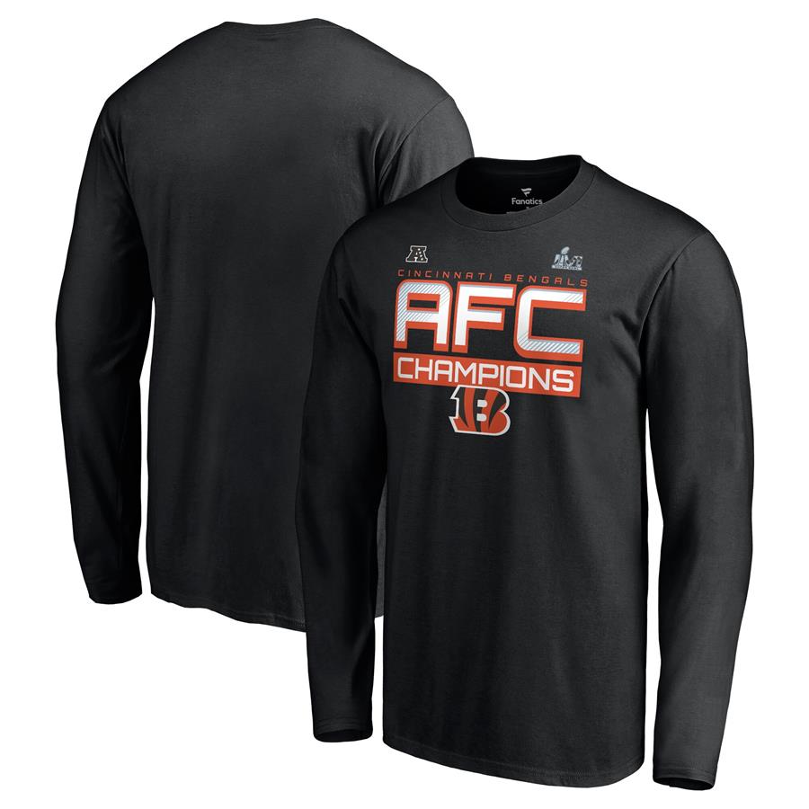 Cincinnati Bengals Fanatics Branded 2021 AFC Champions Iconic Slant Long Sleeve T-Shirt - Black
