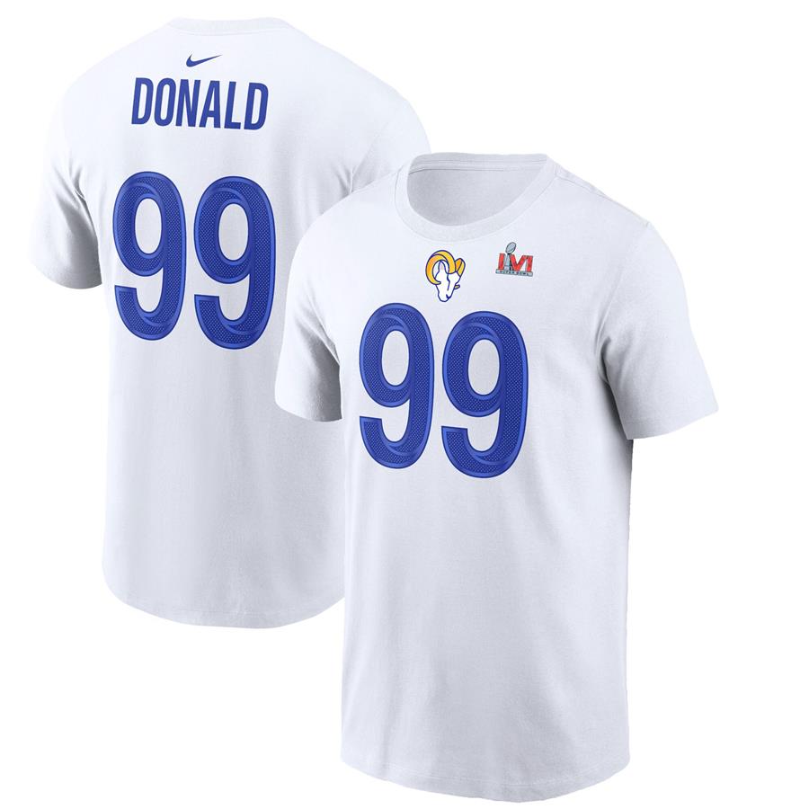 Aaron Donald Los Angeles Rams Nike Super Bowl LVI Bound Name & Number T-Shirt - White