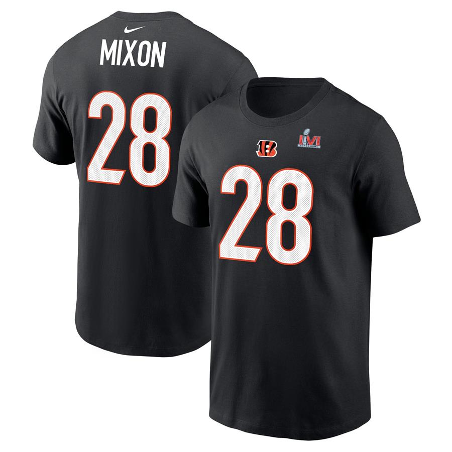 Joe Mixon Cincinnati Bengals Nike Super Bowl LVI Bound Name & Number T-Shirt - Black