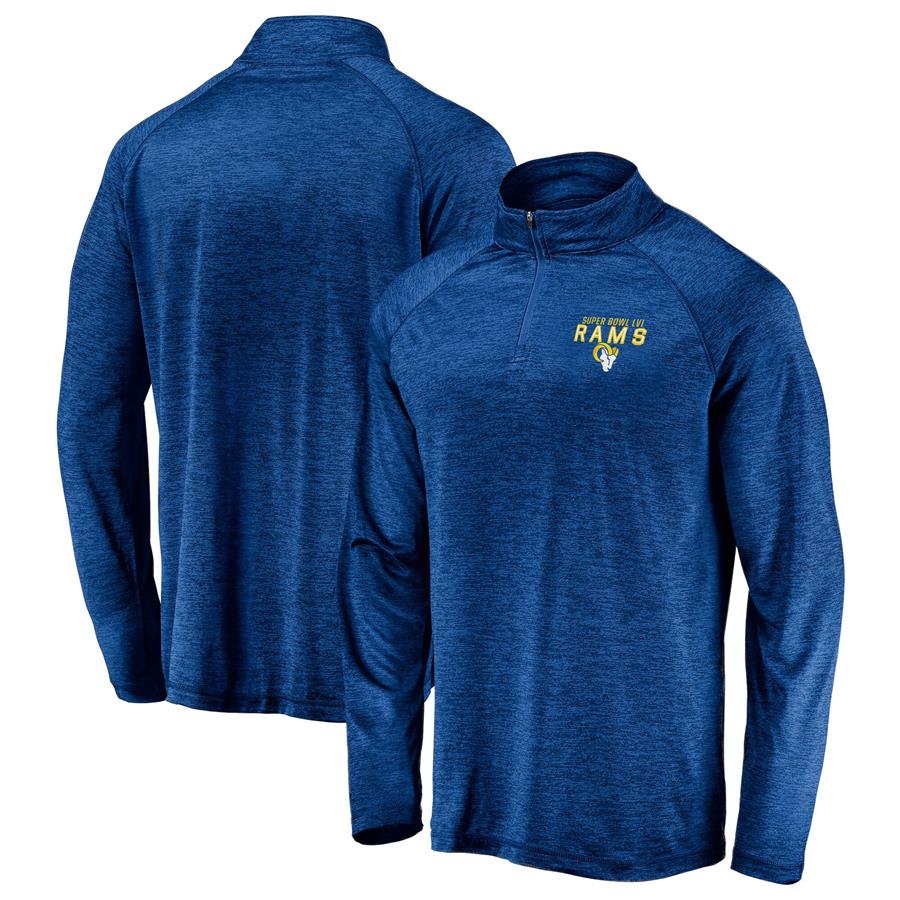 Los Angeles Rams Fanatics Branded Super Bowl LVI Bound All Time Pass Quarter-Zip Pullover Top - Royal