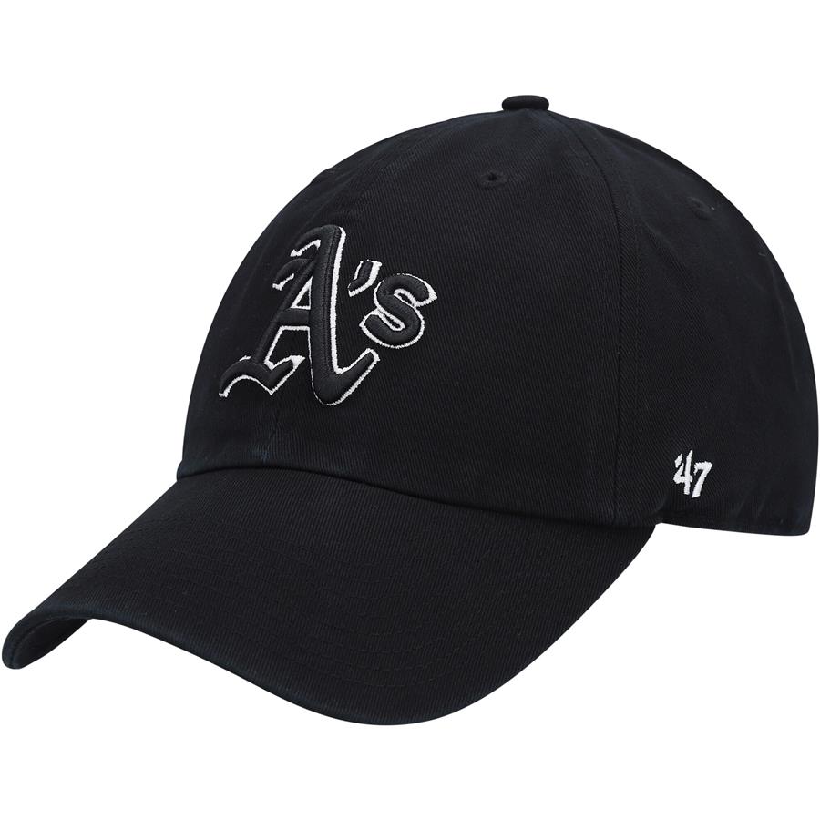 Oakland Athletics '47 Black on Black Logo Clean Up Adjustable Hat