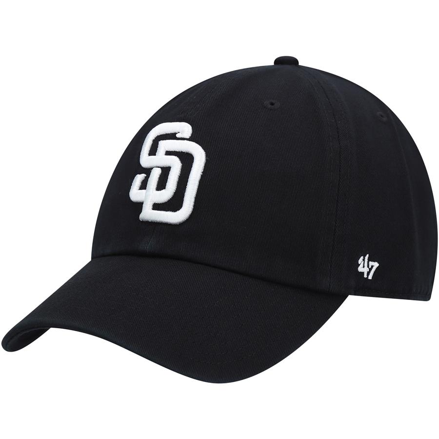 San Diego Padres '47 Black on Black Logo Clean Up Adjustable Hat