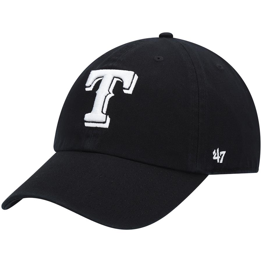 Texas Rangers '47 Black on Black Logo Clean Up Adjustable Hat
