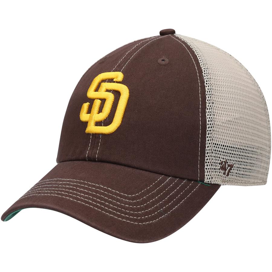 San Diego Padres '47 Logo Trawler Clean Up Trucker Snapback Hat - Brown