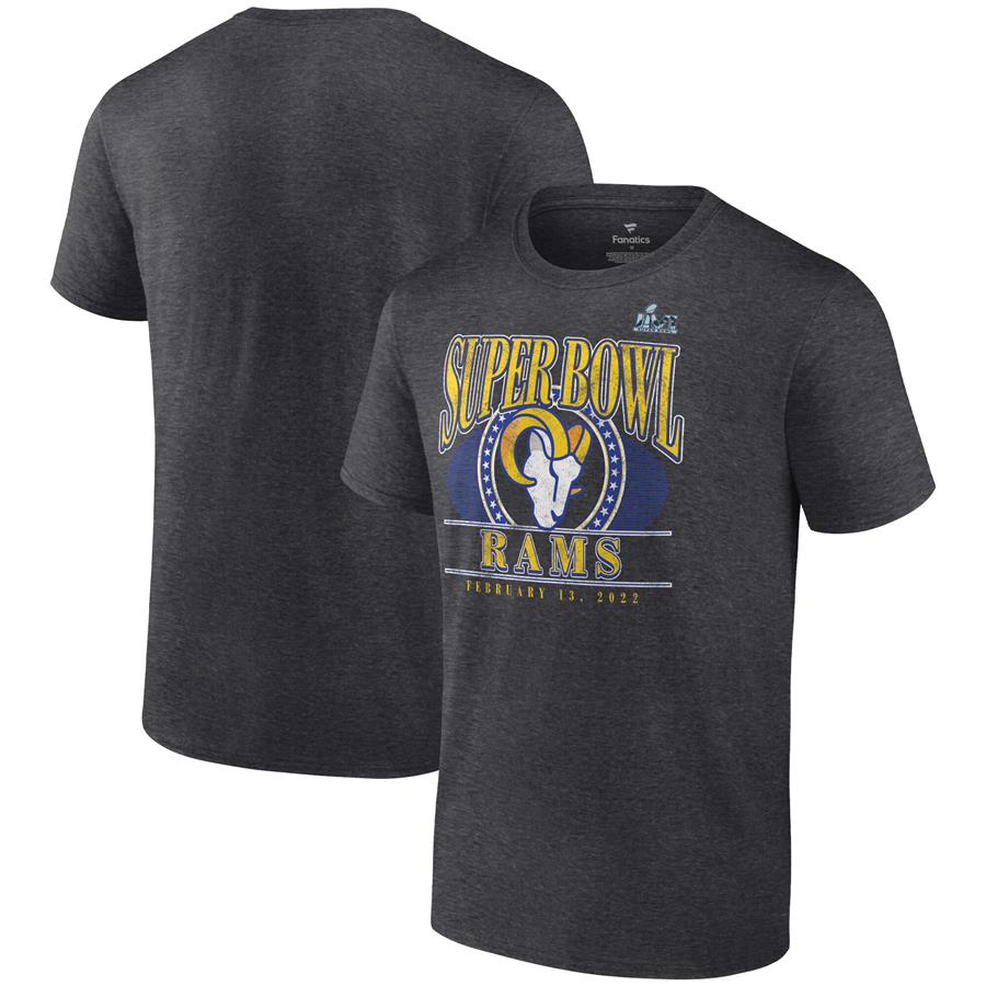 Los Angeles Rams Fanatics Branded Super Bowl LVI Bound Retro Tri-Blend T-Shirt - Heathered Charcoal