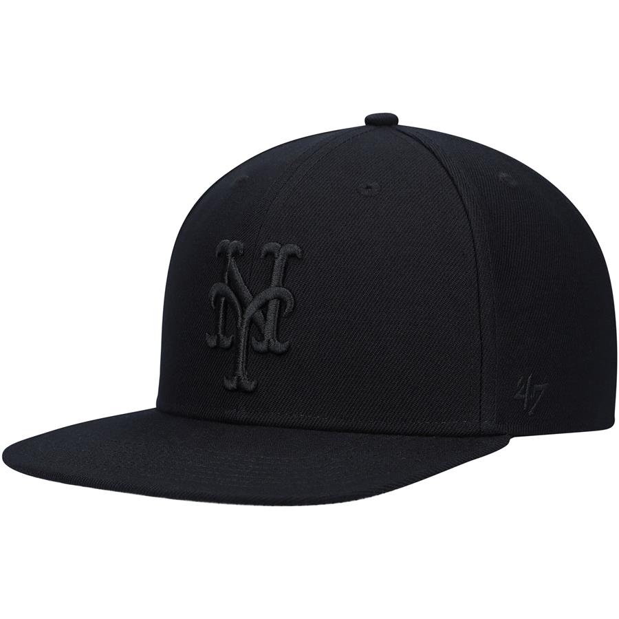 New York Mets '47 Black on Black Captain Snapback Hat