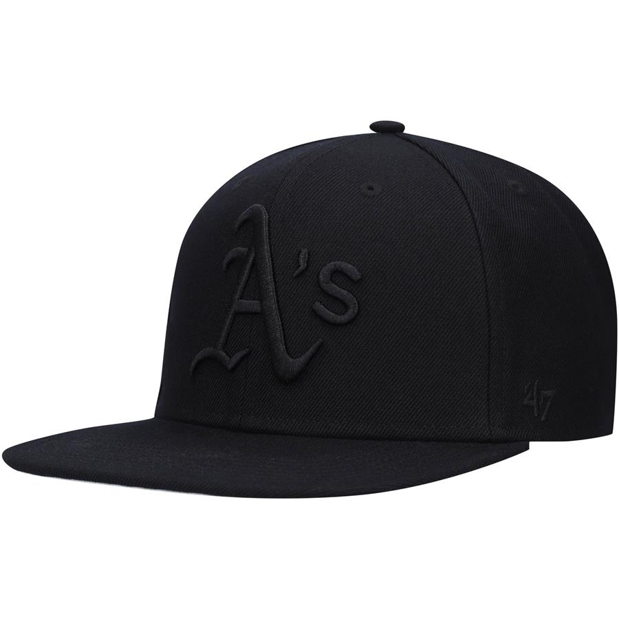 Oakland Athletics '47 Black on Black Captain Snapback Hat