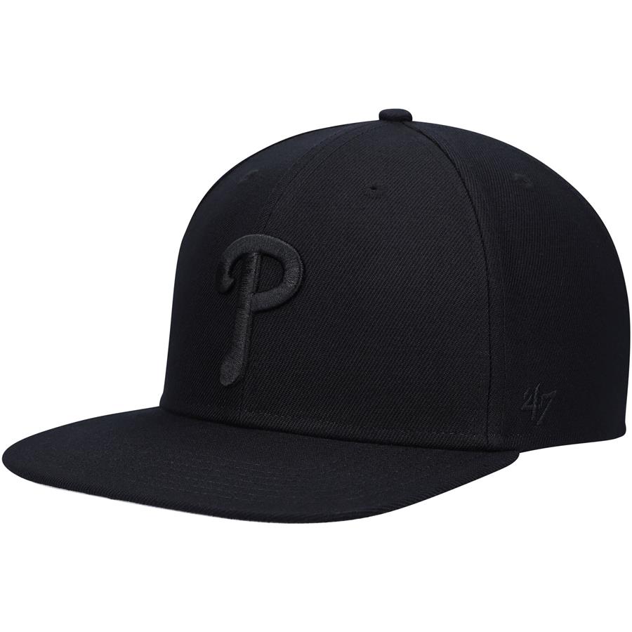 Philadelphia Phillies '47 Black on Black Captain Snapback Hat