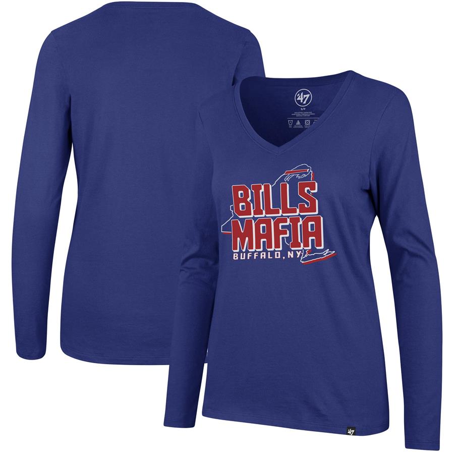 Buffalo Bills '47 Women's Bills Mafia Splitter V-Neck Long Sleeve T-Shirt - Royal