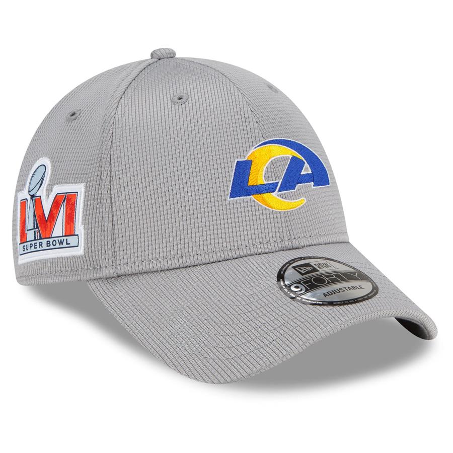 Los Angeles Rams New Era Super Bowl LVI Bound Opening Night 9FORTY Snapback Adjustable Hat - Gray