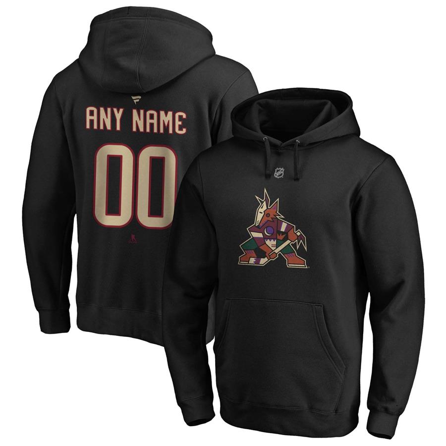 Arizona Coyotes Fanatics Branded Authentic Personalized Name & Number Pullover Hoodie - Black