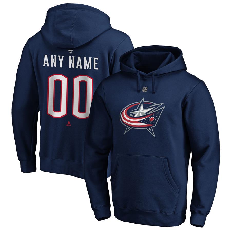 Columbus Blue Jackets Fanatics Branded Authentic Personalized Name & Number Pullover Hoodie - Navy