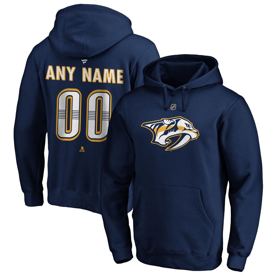 Nashville Predators Fanatics Branded Authentic Personalized Name & Number Pullover Hoodie - Navy