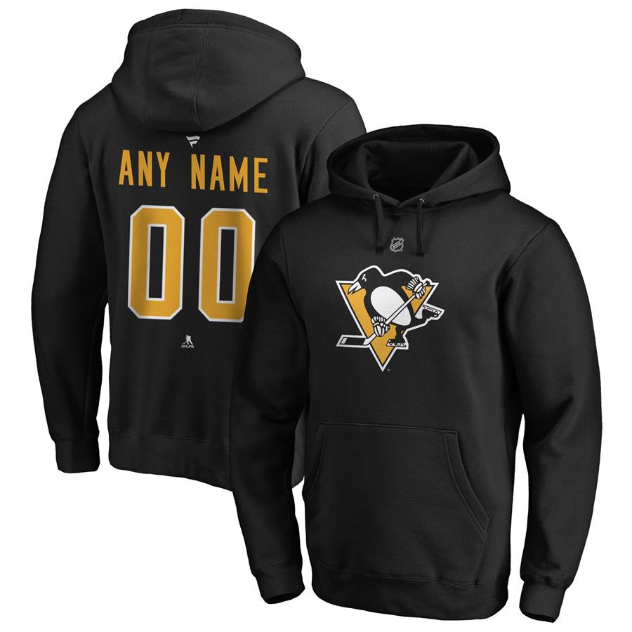 Pittsburgh Penguins Fanatics Branded Authentic Personalized Name & Number Pullover Hoodie - Black