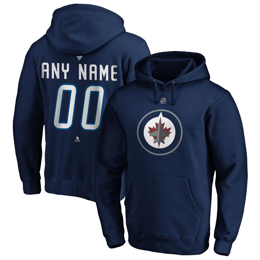 Winnipeg Jets Fanatics Branded Authentic Personalized Name & Number Pullover Hoodie - Navy