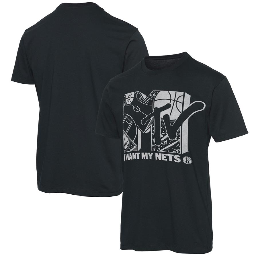 Brooklyn Nets Junk Food NBA x MTV I Want My T-Shirt - Black