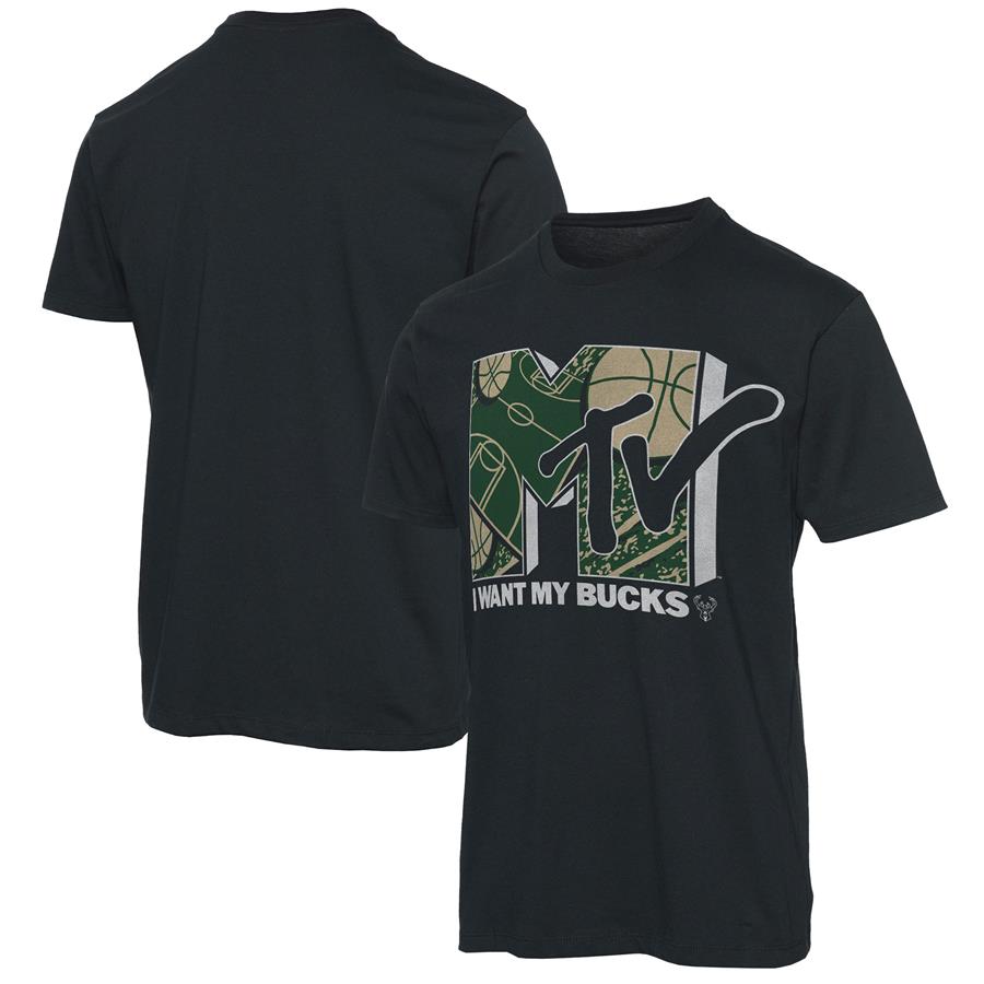 Milwaukee Bucks Junk Food NBA x MTV I Want My T-Shirt - Black