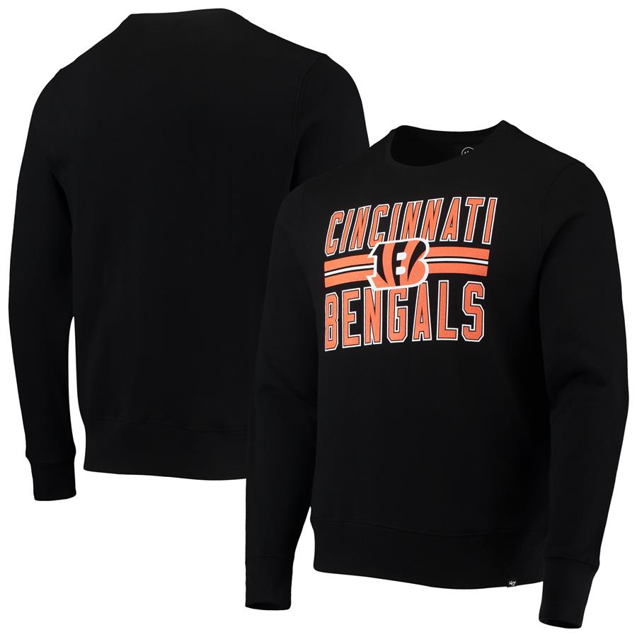 Cincinnati Bengals '47 Block Stripe Headline Fleece Pullover Hoodie - Black