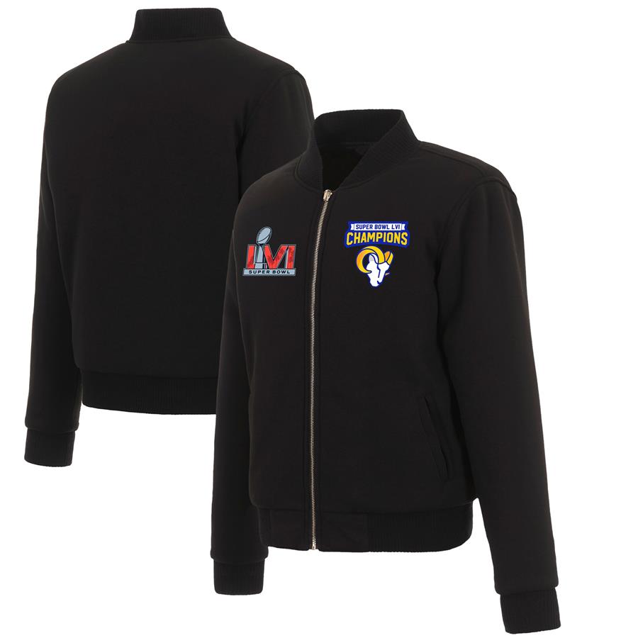 Los Angeles Rams Fanatics Branded Women's Super Bowl LVI Champions Reversible Fleece Full-Zip Jacket - Black