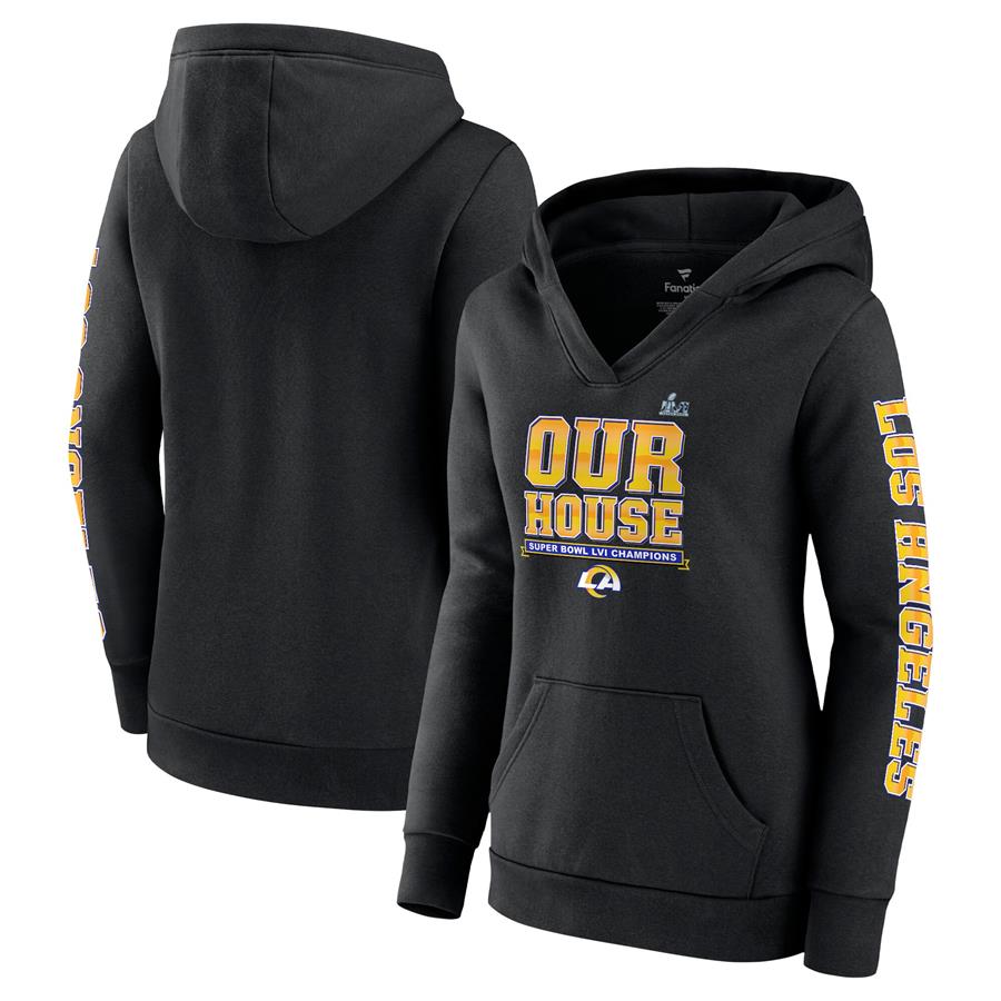 Los Angeles Rams Fanatics Branded Women's Super Bowl LVI Champions Hometown Audible Pullover Hoodie - Black