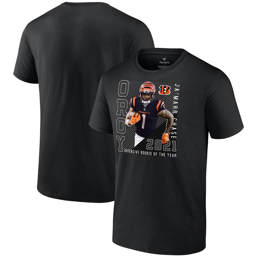 Ja'Marr Chase Cincinnati Bengals Fanatics Branded 2021 NFL Offensive Rookie of the Year T-Shirt - Black