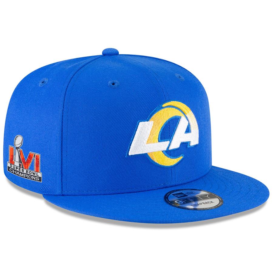 Los Angeles Rams New Era Super Bowl LVI Champions Side Patch 9FIFTY Snapback Adjustable Hat - Royal