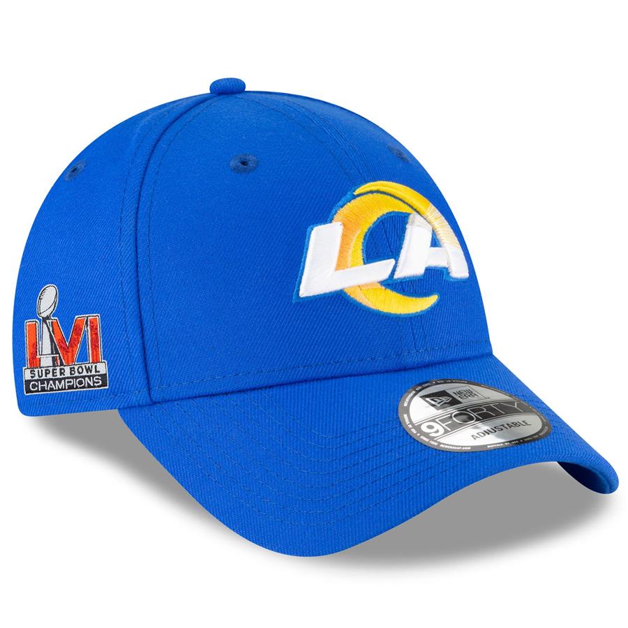 Los Angeles Rams New Era Super Bowl LVI Champions Side Patch 9FORTY Adjustable Hat - Royal