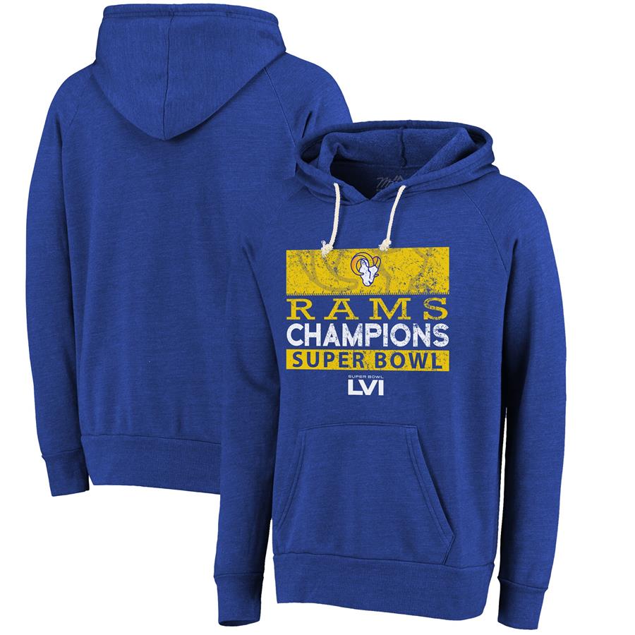 Los Angeles Rams Majestic Threads Super Bowl LVI Champions Pullover Hoodie - Royal