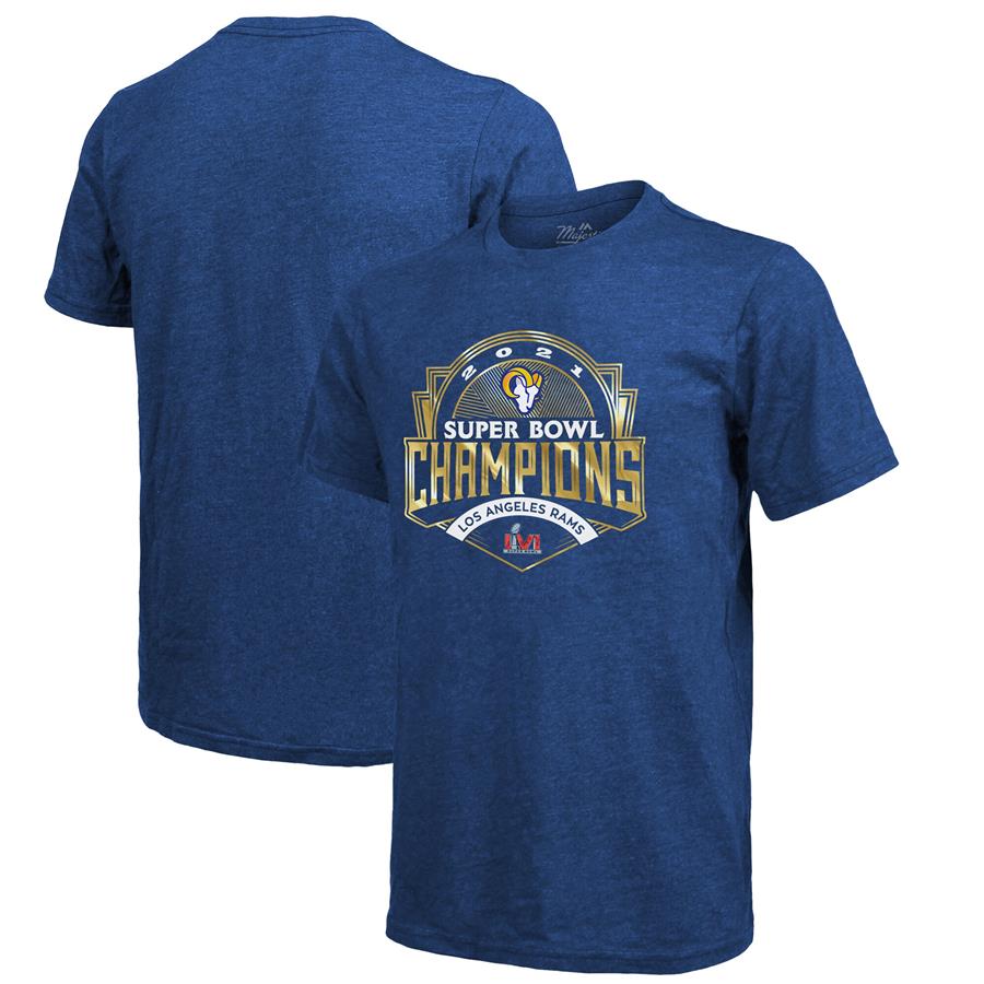 Los Angeles Rams Majestic Threads Super Bowl LVI Champions Tri-Blend T-Shirt - Royal
