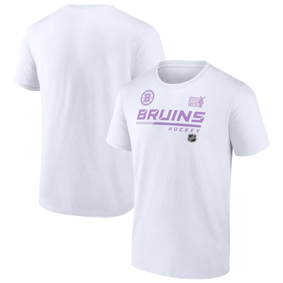 Boston Bruins Fanatics Branded NHL Hockey Fights Cancer T-Shirt - White