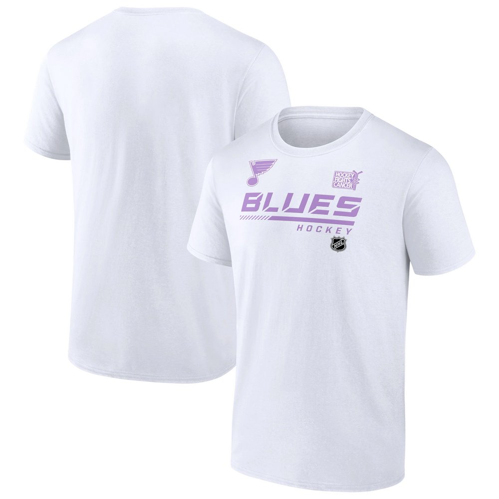 St. Louis Blues Fanatics Branded NHL Hockey Fights Cancer T-Shirt - White