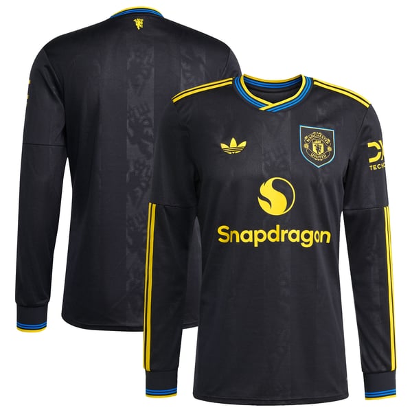 Manchester United adidas 2025/26 Third Replica Long Sleeve Jersey - Black