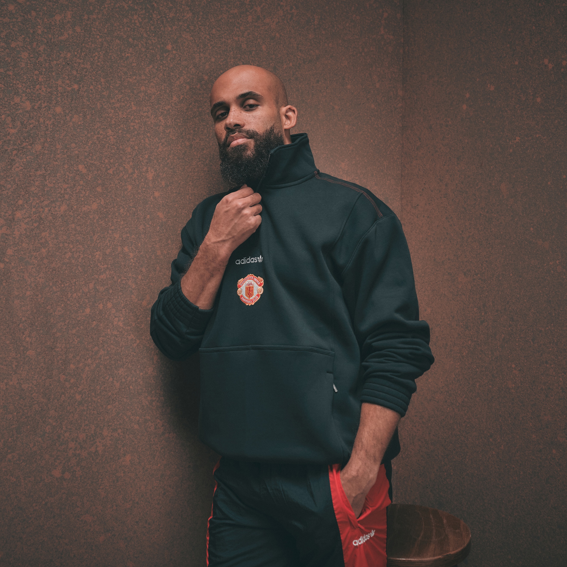 Manchester United x adidas EQT Half Zip Top Black