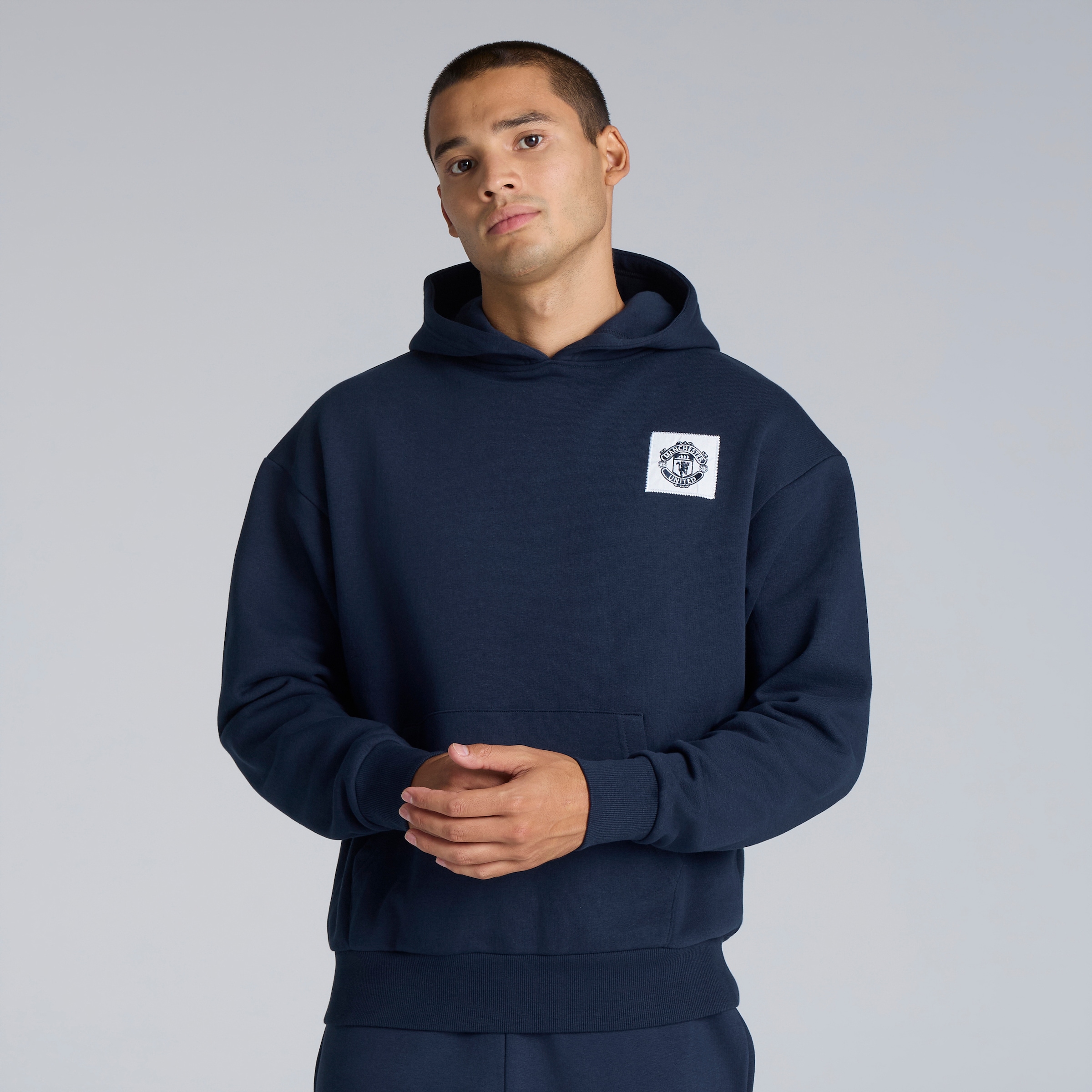 Manchester United Heritage Back Print Hoodie Navy