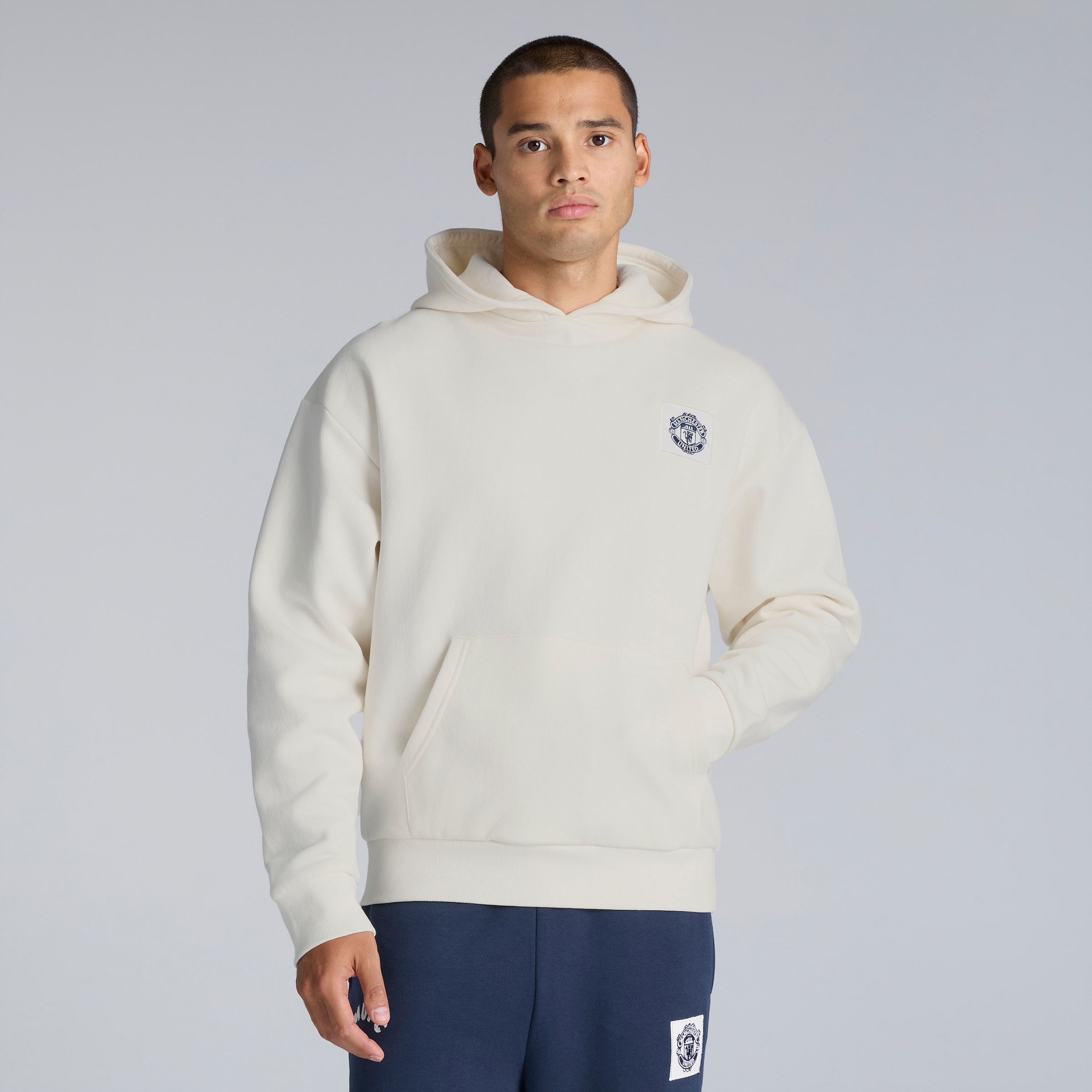 Manchester United Heritage Back Print Hoodie Cream